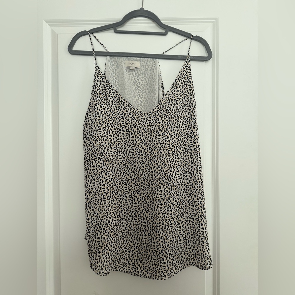 LOFT Black and White Leopard Print Women's Top